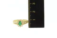 14K Yellow Gold 0.50 Ctw Emerald Diamond Halo Engagement Ring