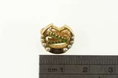 14K Yellow Gold Gamma Chi Alpha Victorian Seed Pearl Moon Pin/Brooch