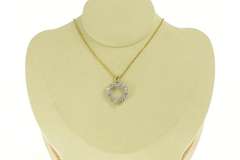 14K Yellow Gold 0.75 Ctw Diamond Classic Cluster Heart Love Pendant