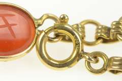 Gold Filled Carved Stone Ancient Egyptian Scarab Chain Bracelet