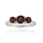 Sterling Silver Garnet Three Stone Ring