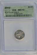 Perfect 2002 $10 Pure Platinum Eagle coin. ICG MS70