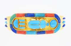 Lapis, Coral, and Turquoise Bangle Bracelet made in 14k