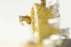 14K Yellow Gold 0.48 Ctw Retro Diamond Two Tone Flower Bud Pin/Brooch