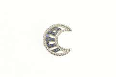 18K White Gold Sapphire Inset Crescent Moon Statement Pendant