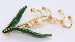 925 Sterling Silver Signed Enamel Pamagranate Brooch