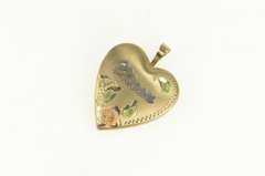 Gold Filled Mom Two Tone Floral Heart Photo Locket Pendant