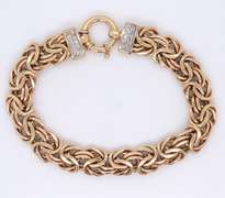 Powerful Yellow Gold Pave Diamond Byzantine Chain Bracelet