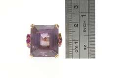 14K Yellow Gold Emerald Amethyst Ruby Retro Cocktail Ring
