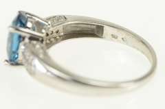 14K White Gold Oval London Blue Topaz Diamond Engagement Ring