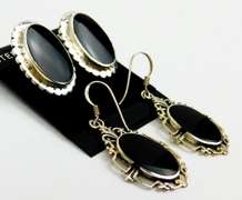 2 Pairs of Sterling Black Onyx Earrings