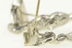 14K White Gold 0.80 Ctw Art Deco VS Diamond Orante Dangle Earrings