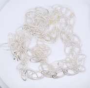 925 Sterling Silver Double Circle Long Necklace
