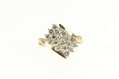 14K Yellow Gold 1.00 Ctw Diamond Cluster Bypass Statement Ring