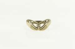 14K White Gold Diamond Hands Heart Claddagh Promise Ring