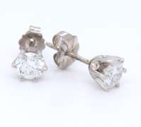 Elegant White Gold Round Brilliant Cut Diamond Stud Earrings