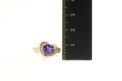 14K Yellow Gold Heart Amethyst Diamond Accent Love Symbol Ring