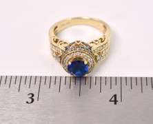 Ravishing and Regal Sapphire and Diamond Ring in 14K Yellow Gold