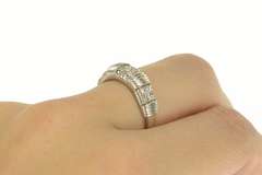 18K White Gold 0.20 Ctw Squared Diamond Cluster Band Ring