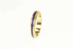 18K Yellow Gold Blue Enamel Stackable Designer Band Ring