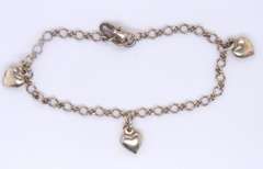 Vintage Sterling Silver Heart Shaped Charm Bracelet