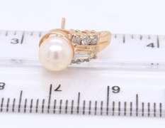 Fantastic Yellow Gold Pearl and Diamond Earrings
