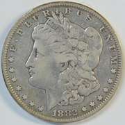 Sharp 1882-CC Morgan Silver Dollar. Scarce key date