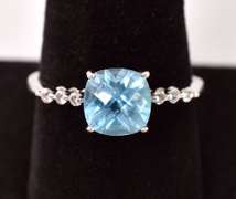 Brilliant Blue Topaz and Quartz Ring in White Gold