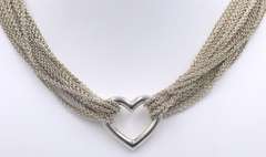 Tiffany & Co Mesh Multi Strand Heart Toggle Necklace