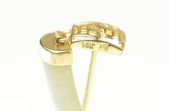 14K Yellow Gold Squared Jade Dangle Drop Chinese Character Earrings