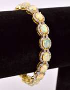 Darling 17.00CTW Ethiopian Opal W/ Fire & 4.00CTW Diamond Bracelet in Gold Plated Sterling Silver