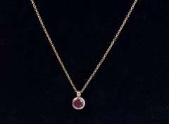 Brilliant Bezel Garnet Pendant Necklace in 14K Yellow Gold