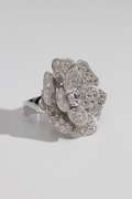 30mm Clear CZ Studded Flower Ring Size 8