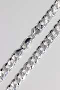 .925 Sterling Silver 8mm Super Flat Diamond Cut Curb Chain 24 Inches