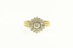 14K Yellow Gold 0.50 Ctw Diamond Baguette Halo Engagement Ring