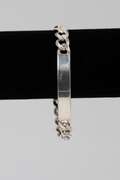 .925 Sterling Silver 8mm Curb Link ID Bracelet 7 Inches