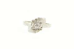 14K White Gold 0.33 Ctw 1940's Diamond Cluster Bypass Ring