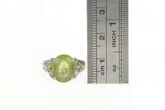 14K White Gold Peridot Marquise Diamond Modern Cocktail Ring