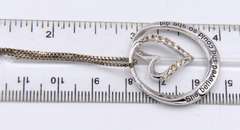 Vintage 925 Sterling Silver Heart Shaped Circle Pendant on Chain