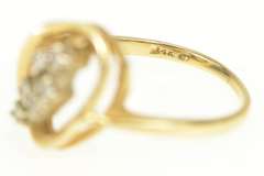 14K Yellow Gold Retro Diamond Oval Cluster Geometric Ring