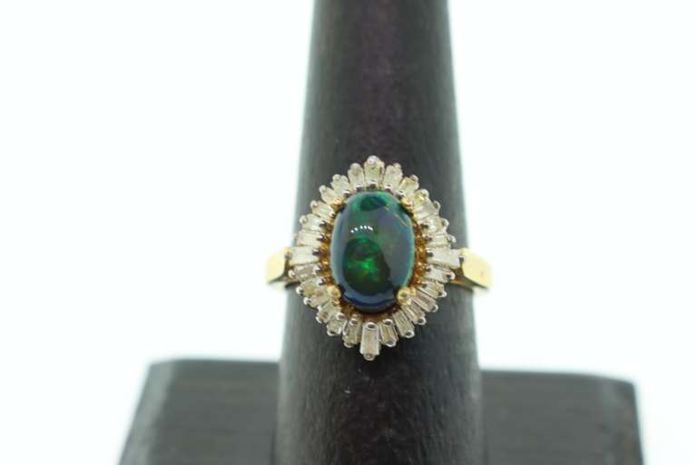 Enchanting Garden Green Opal Ring with Gold Plated Silver and Diamond Accents