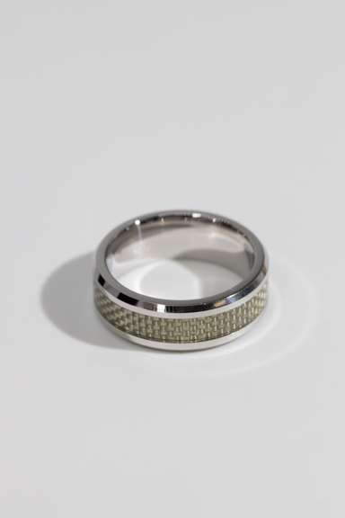 Men's Cobalt Shiny Grey Carbon Fiber Wedding Band Ring Size 10