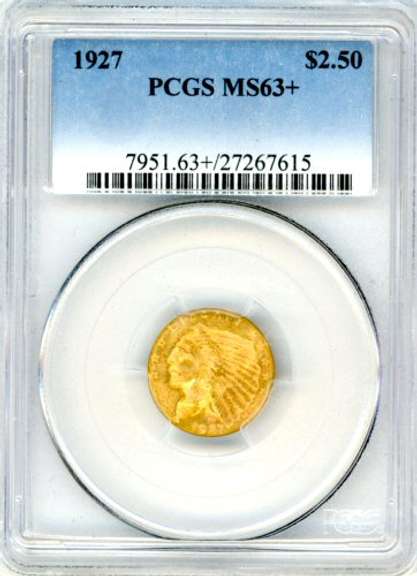 1927 $2½ Indian Gold Piece in PCGS MS63+