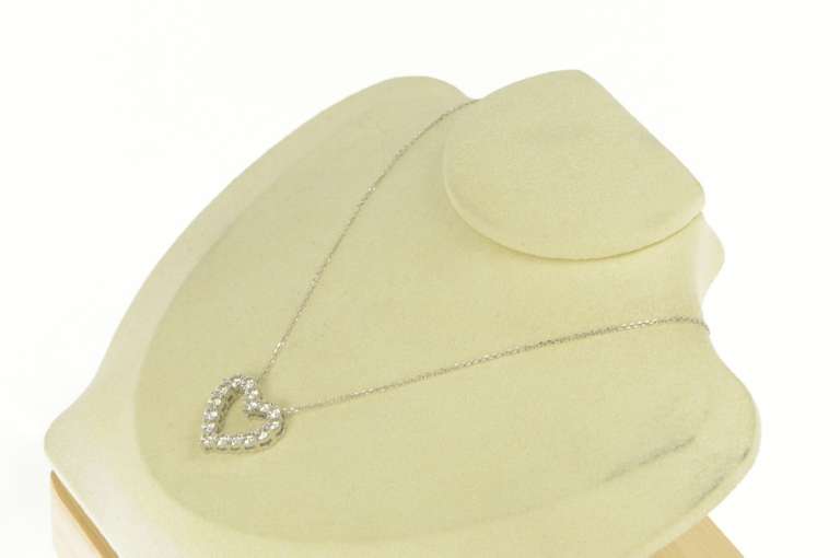 14K White Gold 2.00 Ctw Classic Diamond Heart Love Pendant