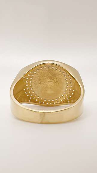 Men's 14kt Solid Yellow Gold, Onyx, & CZ Ring