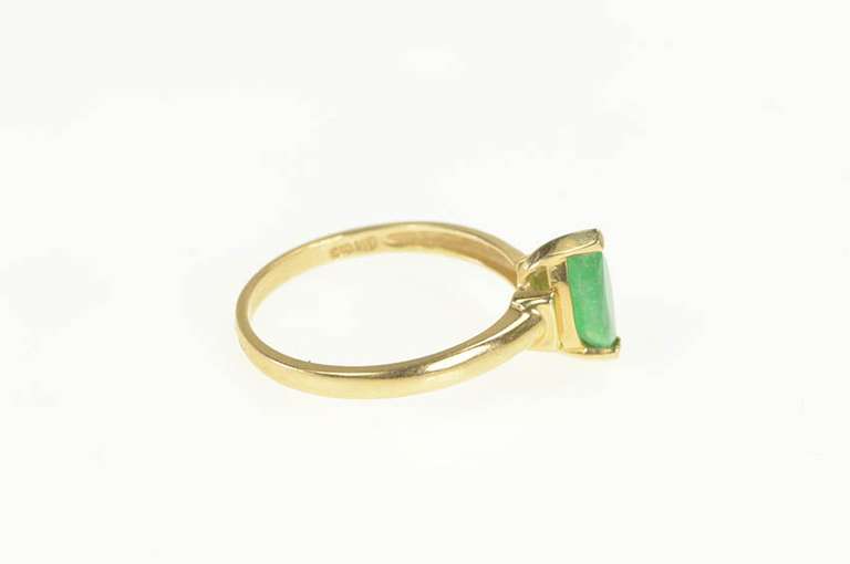 14K Yellow Gold Natural Emerald Marquise Solitaire Engagement Ring