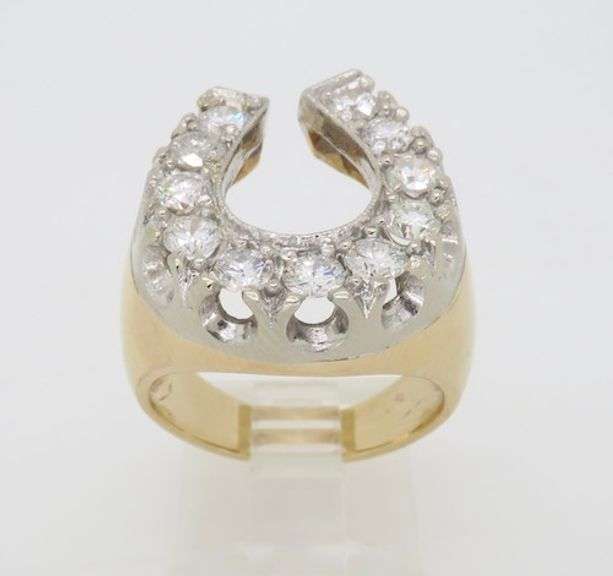 Unique Men's Diamond Horseshoe Ring made in 14k Gold