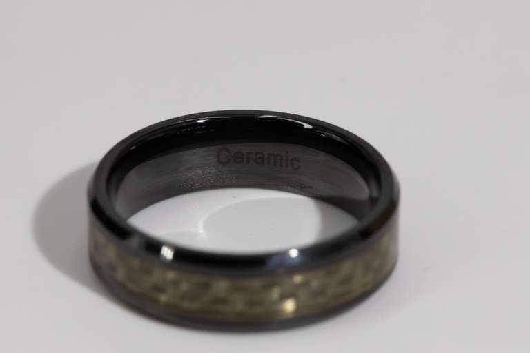 8mm Ceramic Wedding Band w/ Carbon Fiber Inlay Size 15