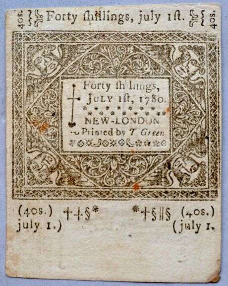 Jan 1 1780 40 Shillings Connecticut Note