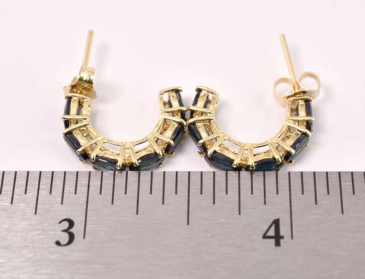 Lovely Sapphire Partial Hoop Earring in 14K Yellow Gold